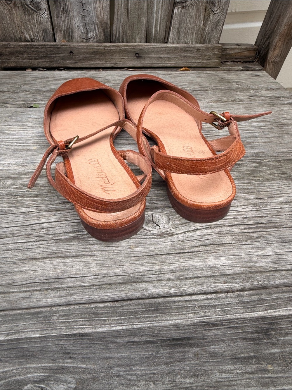 Madewell Jeanne Lizard-Embossed Slingback Flats in Cognac Brown size 7 - Picture 3 of 10